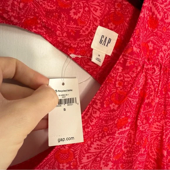 NWT GAP | Pink Paisley V Neck Sundress Cutout Back Sleeveless Dress Rayon - Picture 4 of 4